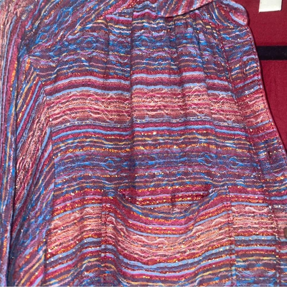 Pilcro Anthropologie Seamed Tunic Buttondown in Metallic Plum Small Wool Blend - Picture 8 of 10